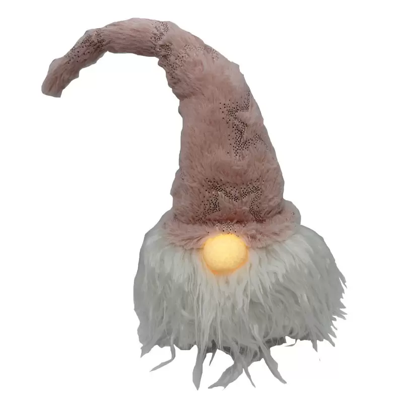 testa gnomo rosa con naso luminoso 64319 42 cm