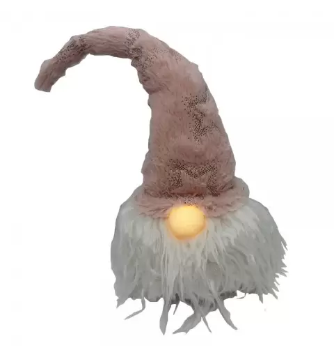 testa gnomo rosa con naso luminoso 64319 42 cm