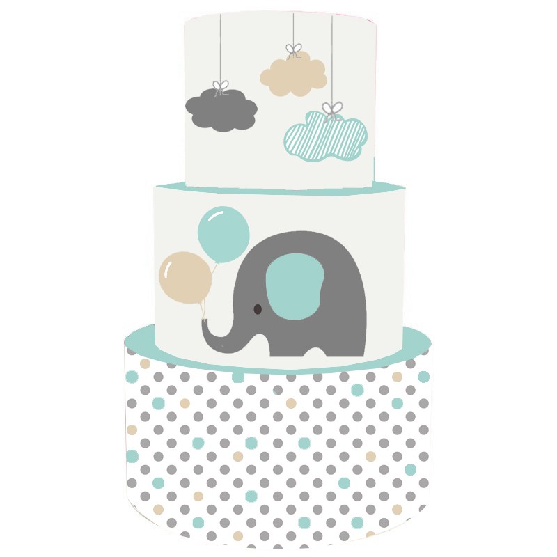 Torta Scenografica in vinile elefantino celeste 36 cm h x 25 cm diametro