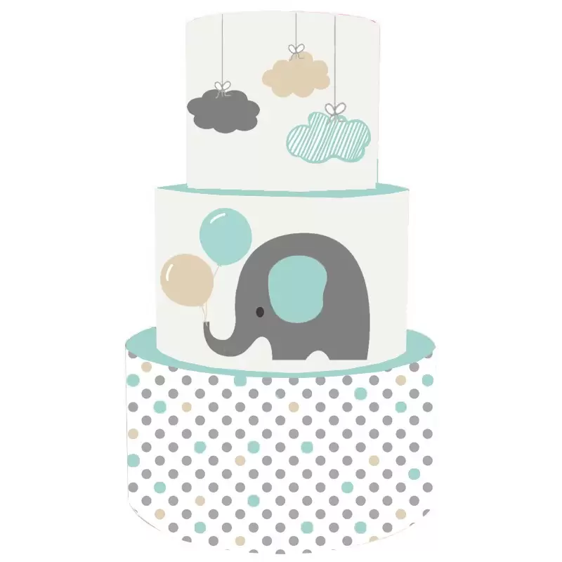 Torta Scenografica in vinile elefantino celeste 36 cm h x 25 cm diametro