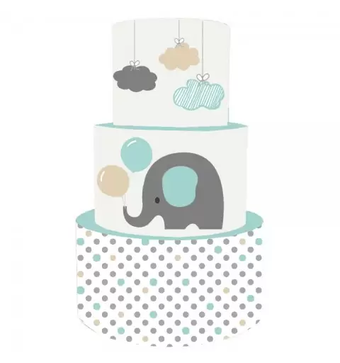 Torta Scenografica in vinile elefantino celeste 36 cm h x 25 cm diametro