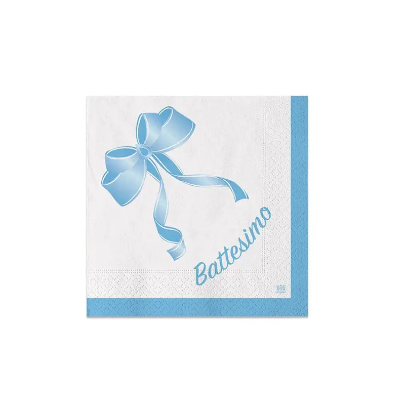 Tovagliolii  Battesimo Sonaglio celeste 25 X 25 cm 74159 20 pz.