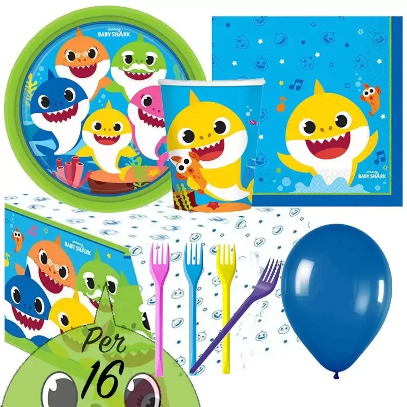 KIT N.6 BABY SHARK - CON PALLONCINI E FORCHETTE