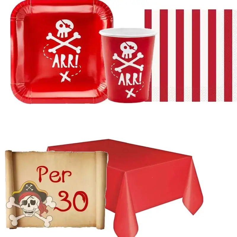 KIT N.3 PIRATI ARR – COORDINATO FESTA PIRATI CON TOVAGLIA