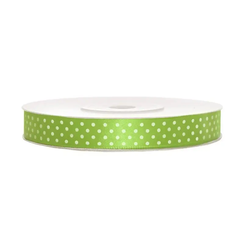 Nastrino in Raso verde Pois bianchi 1,2 mm x 25 mt  TSK12-102J-08