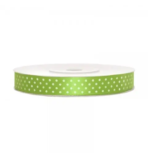 Nastrino in Raso verde Pois bianchi 1,2 mm x 25 mt  TSK12-102J-08