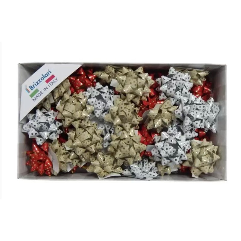 100 Coccarde stella fantasia pois colori assortiti 68137 mm 10 col.00