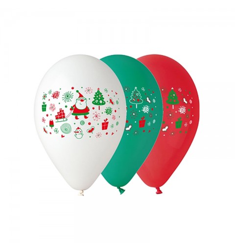5 Palloncini Babbo Natale rosso, verde e bianco 12 GB/PG24