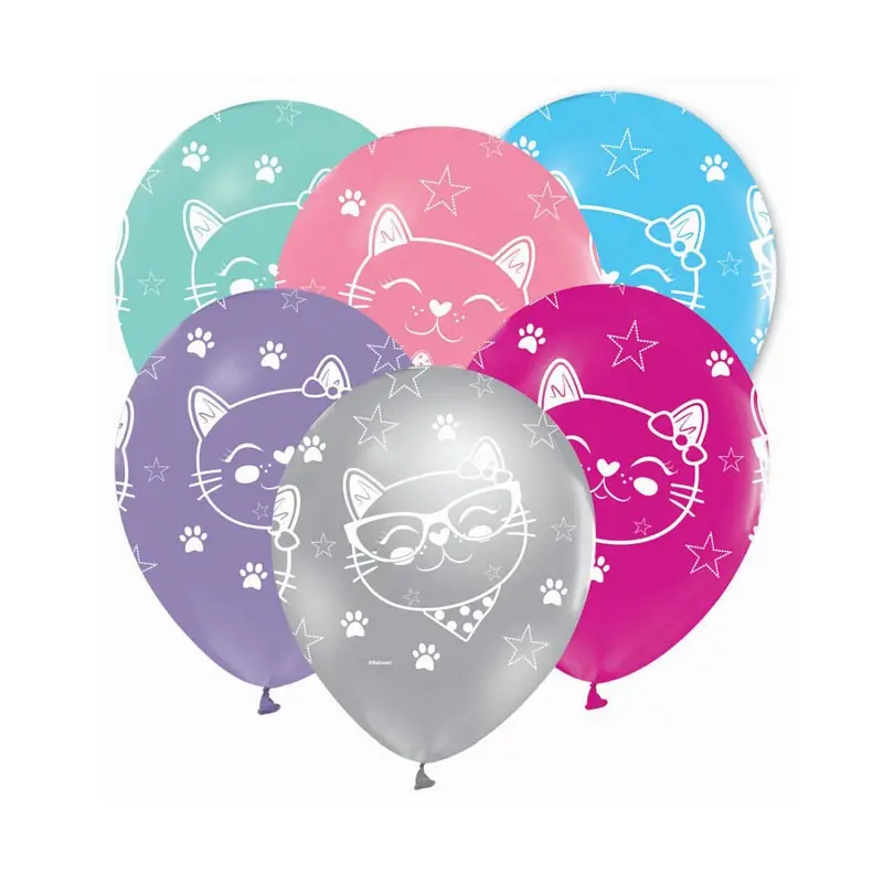 5 palloncini gattini colori assortiti 12\'\' GZ-KOT5