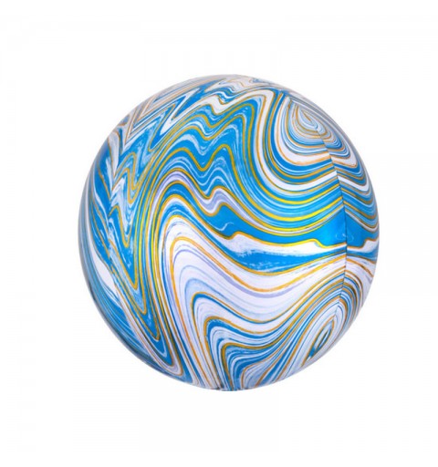 palloncino mylar orbz marmarizzato blu 16 - 4139401 38 x 40 cm