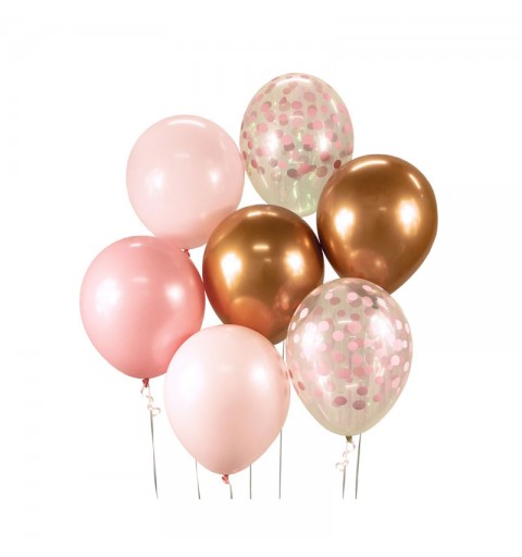 set 7 palloncini rosa e oro per comporre un bouquet 30 cm BB-RMD7
