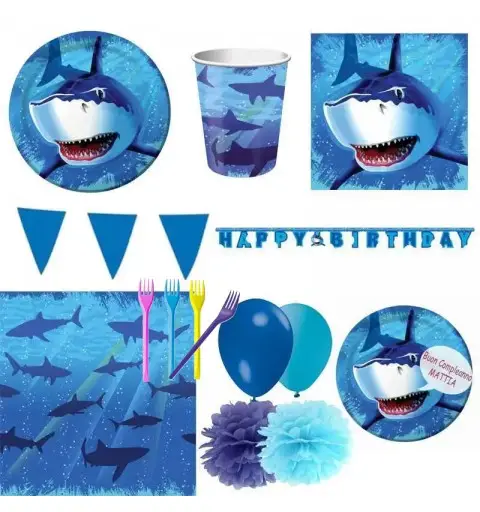 KIT N.63 SQUALI – ACCESSORI TAVOLA PER FESTA