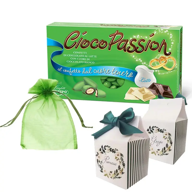 30 SCATOLINE MILK PROMESSA FLOWER CON CONFETTI CIOCOPASSION VERDI