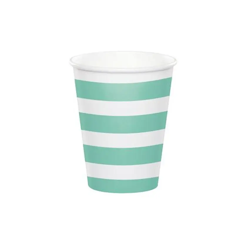 bicchieri strisce e pois verde menta 8 pz. 344485