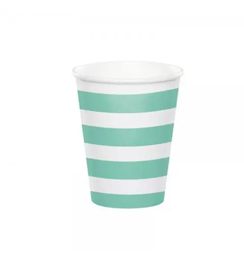 bicchieri strisce e pois verde menta 8 pz. 344485