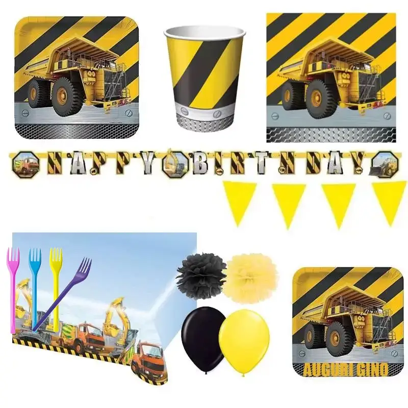 KIT N.63 BULLDOZER RUSPE – ACCESSORI TAVOLA PER BAMBINI CON CIALDA TORTE