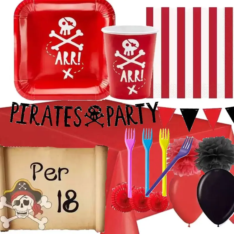 KIT N.62 PIRATI ARR - COORDINATO FESTA A TEMA PIRATI