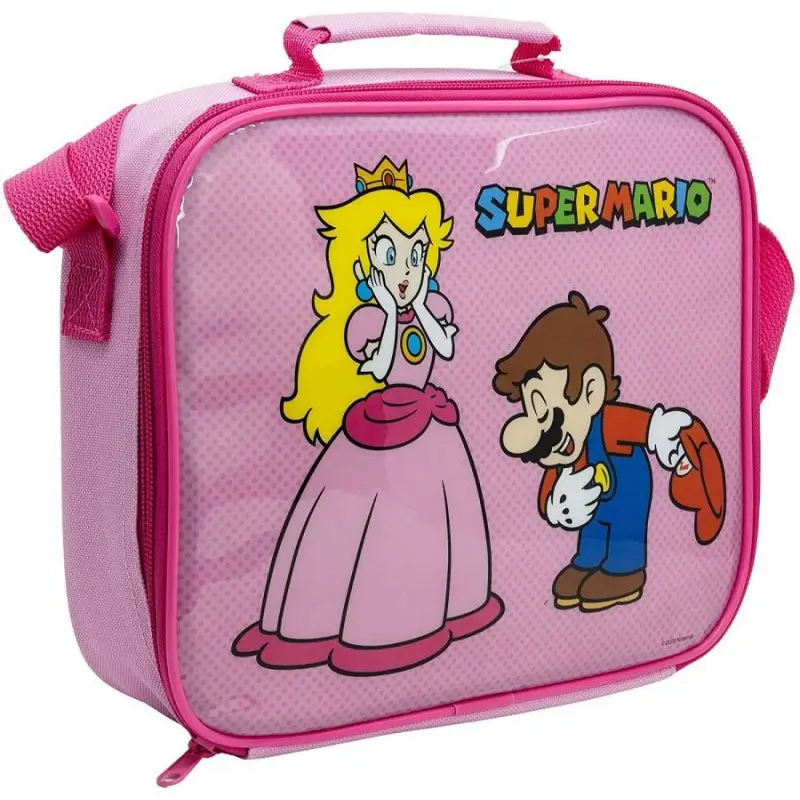 Set Borsa Pranzo isolante rettangolare con cinghia Super Mario Girls 08956