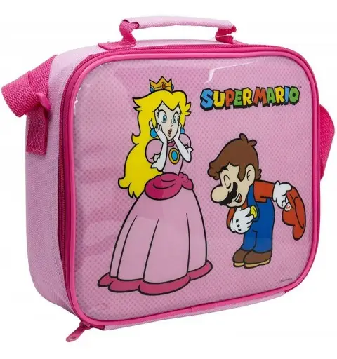 Set Borsa Pranzo isolante rettangolare con cinghia Super Mario Girls 08956