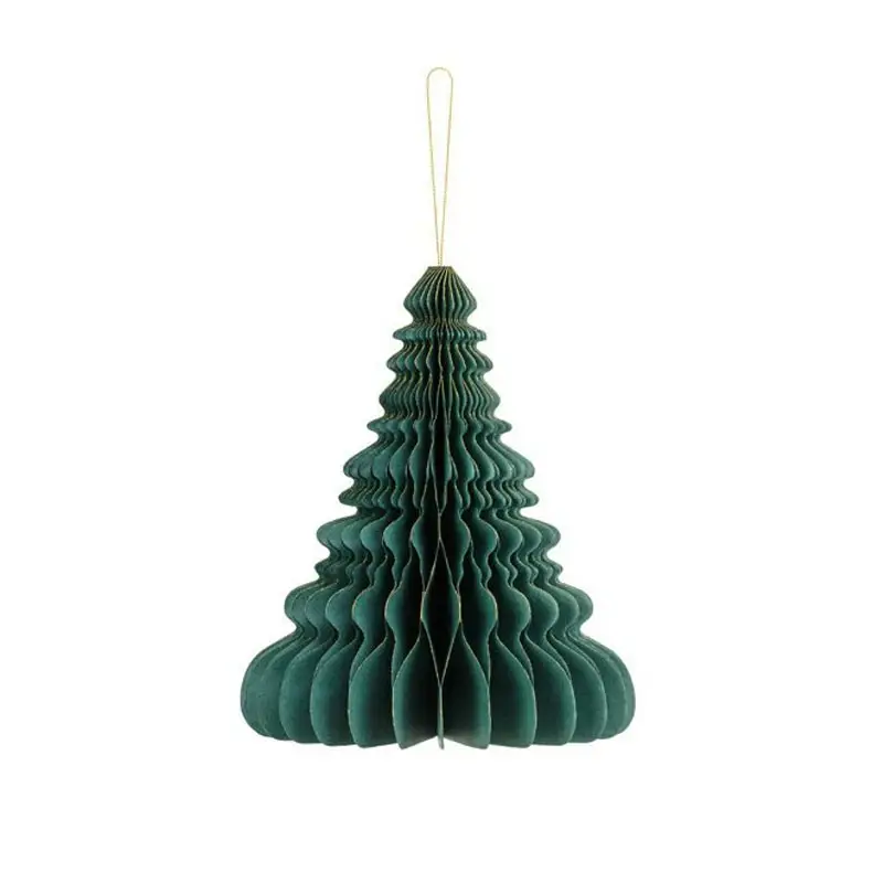 Ornamento di carta a nido d\'ape Albero di Natale verde bottiglia 20 cm BP3-20-012B