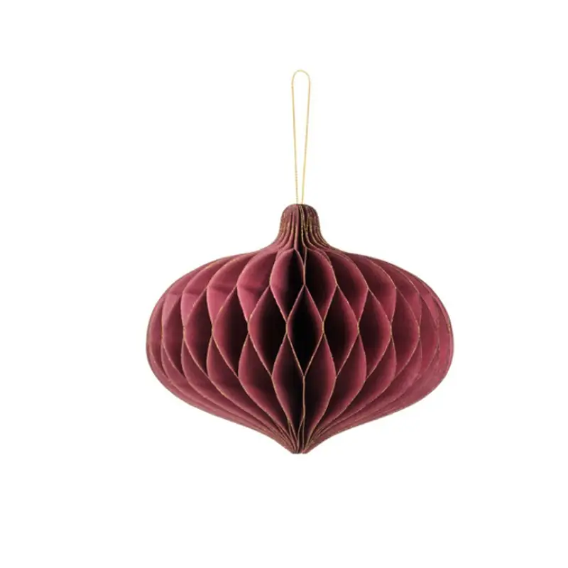Ornamento di carta a nido d\'ape Lanterna Ovale rosso intenso 16x15 cm BP1-15-082