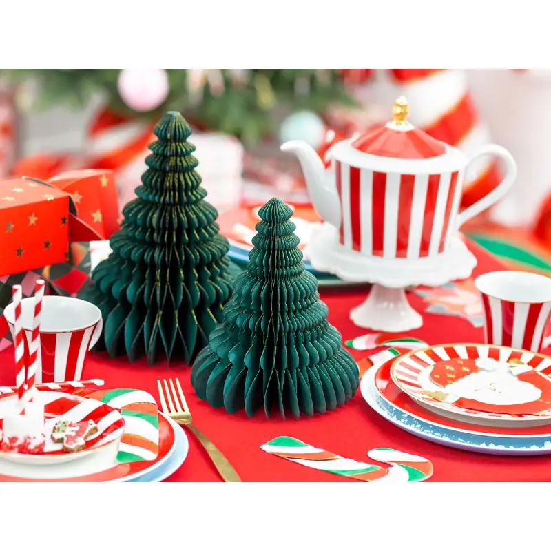Ornamento di carta a nido d\'ape Albero di Natale verde bottiglia 20 cm BP3-20-012B