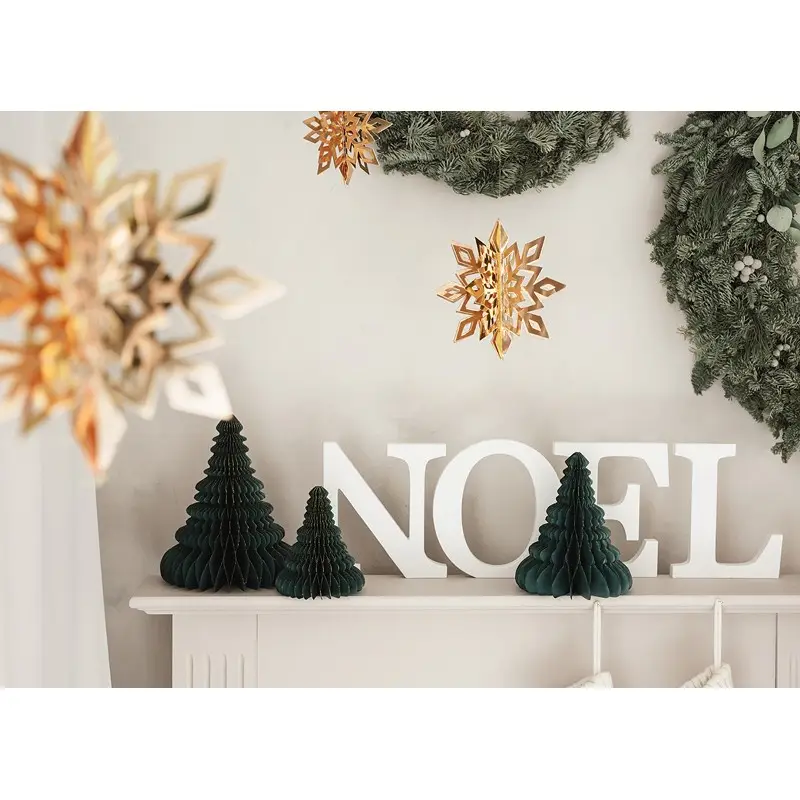 Ornamento di carta a nido d\'ape Albero di Natale verde bottiglia 20 cm BP3-20-012B