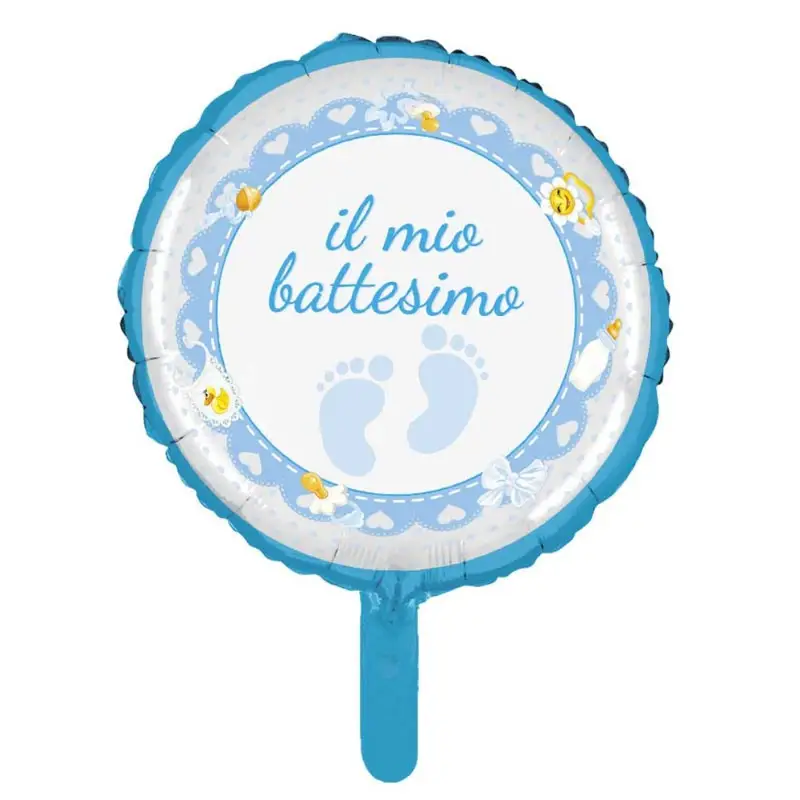 12 mini Palloncino Foil mini shape battesimo celeste 23 cm MES32