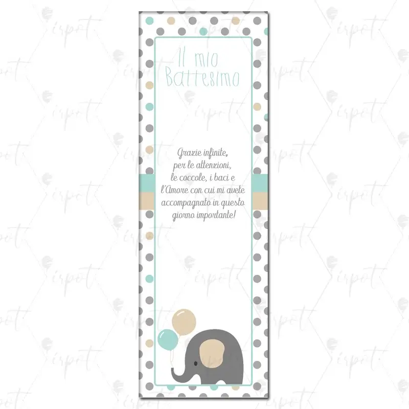 SEGNAPOSTO PORTA MATITA BABY ELEPHANT CELESTE BATTESIMO - 1 PZ