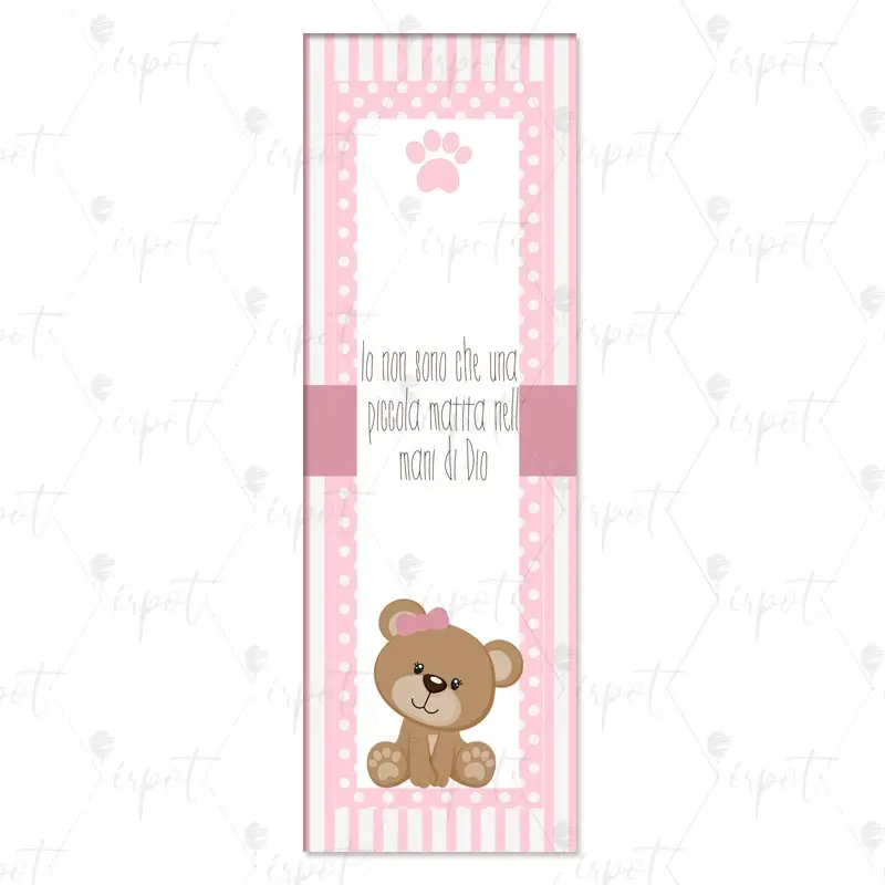 SEGNAPOSTO PORTA MATITA ORSETTA ROSA BATTESIMO - 1 PZ