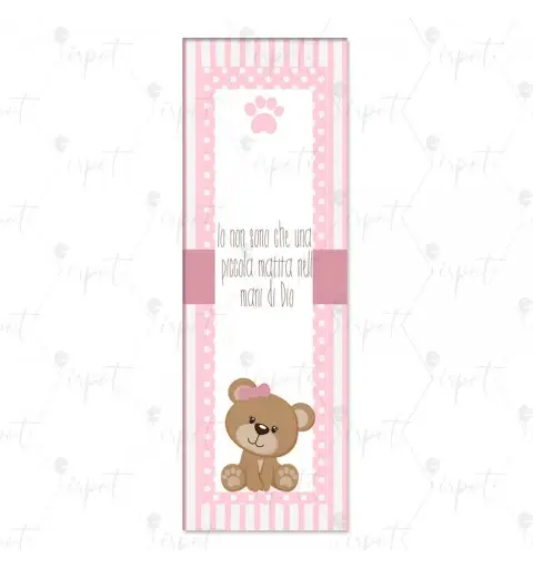 SEGNAPOSTO PORTA MATITA ORSETTA ROSA BATTESIMO - 1 PZ