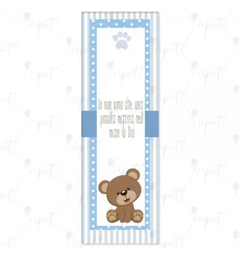 SEGNAPOSTO PORTA MATITA ORSETTO CELESTE BATTESIMO - 1 PZ