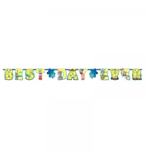 Set festone BEST DAY EVER 320 cm + Mini banner Spongebob 2 pz 122627