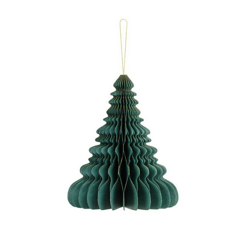 Ornamento di carta a nido d\'ape Albero di Natale verde bottiglia 24 cm BP3-24-012B