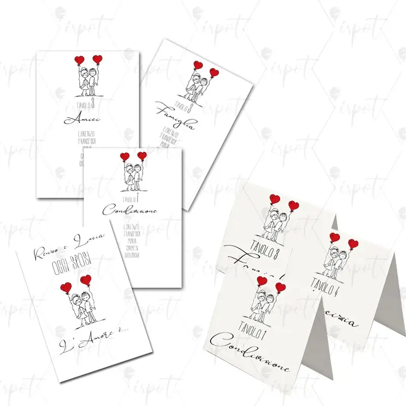 KIT SEGNATAVOLO MATRIMONIO CUORI TEMA AMORE - 20 PZ