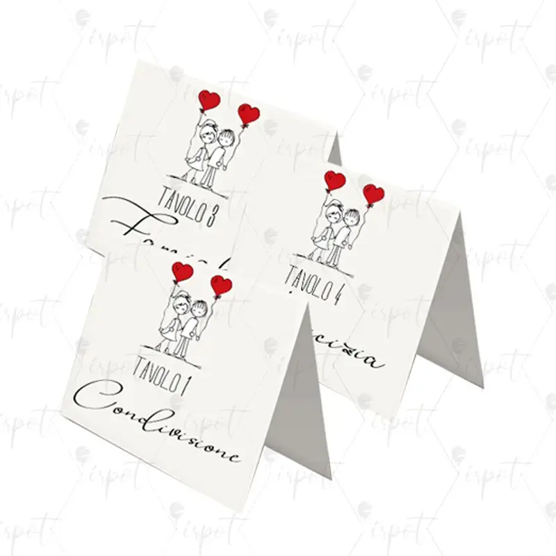TARGHETTA SEGNATAVOLO MATRIMONIO CUORI TEMA AMORE - 20 PZ