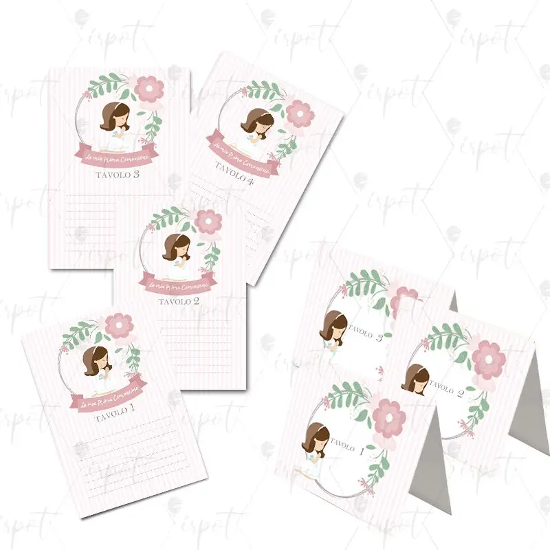 KIT SEGNATAVOLO PRIMA COMUNIONE BAMBINA ROSA - 20 PZ