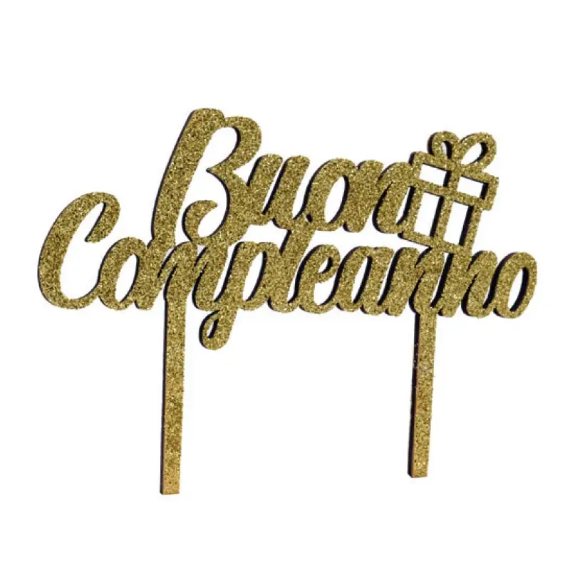 topper buon compleanno oro WOD20 15,4 x 12,5 cm
