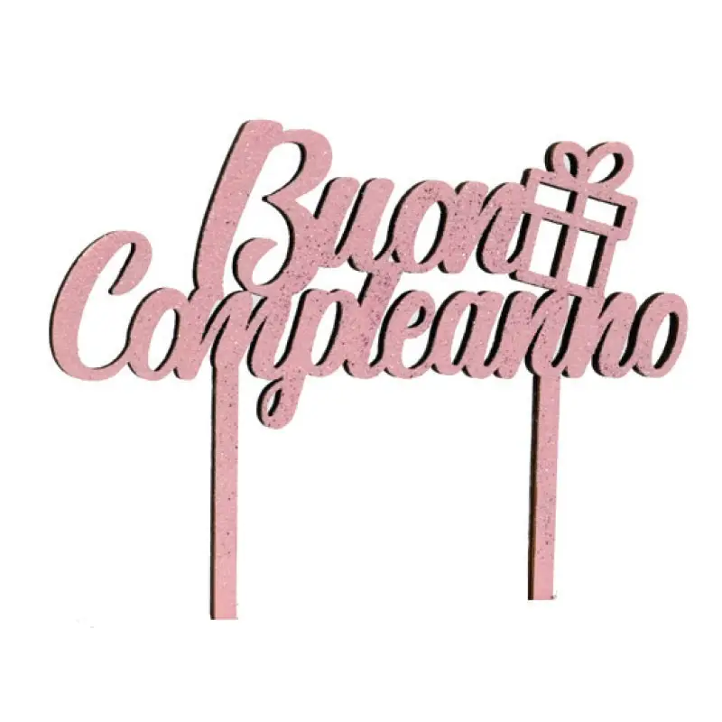 topper buon compleanno rosa  WOD19 15,4 x 12,5 cm