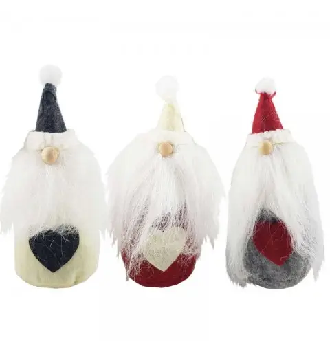 FOLLETTI NATALIZI DI FELTRO CON CAPPELLO BABBO NATALE – 3 PZ