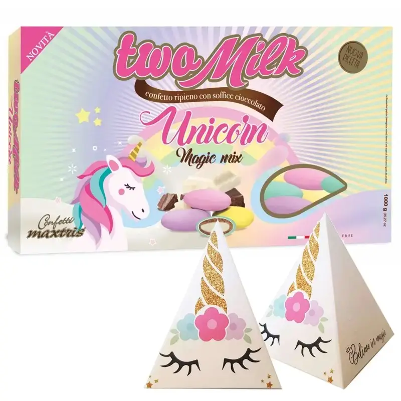 20 SCATOLINE PIRAMIDE CON CONFETTI UNICORNO