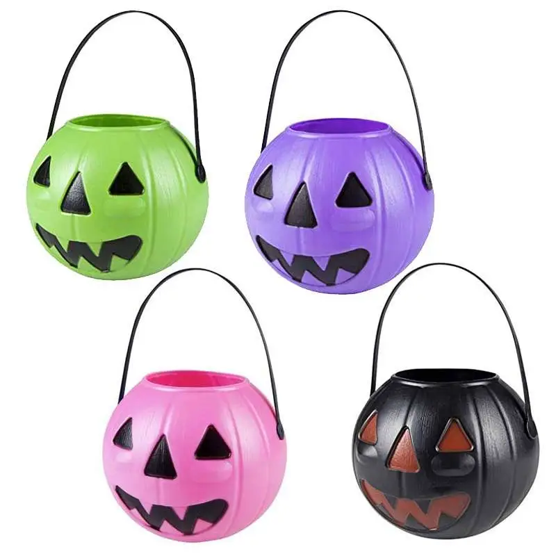 CESTINI A FORMA DI ZUCCHE COLORATE IN PLASTICA – ZUCCA HALLOWEEN 4 PZ