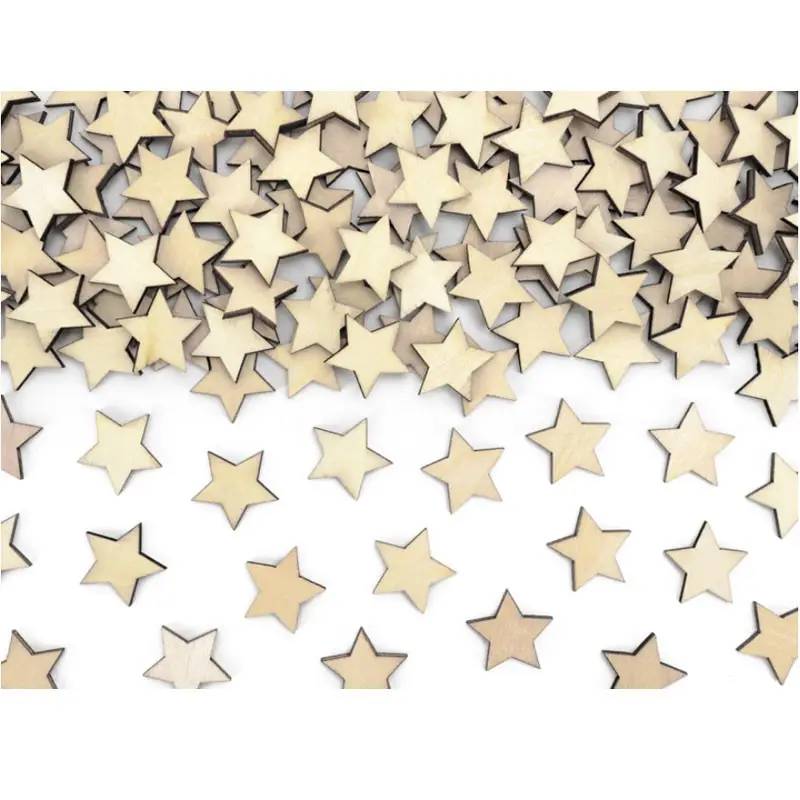 50 Coriandoli in legno a forma di stella  2 x 2 cm KONS3-100