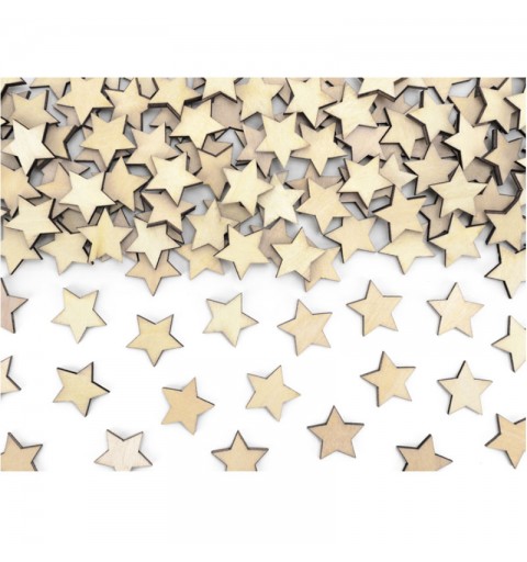 50 Coriandoli in legno a forma di stella  2 x 2 cm KONS3-100
