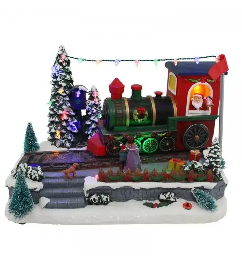 giostrina trenino con babbo natale con movimento, led e musica  31 x 19 x 22 cm 62803
