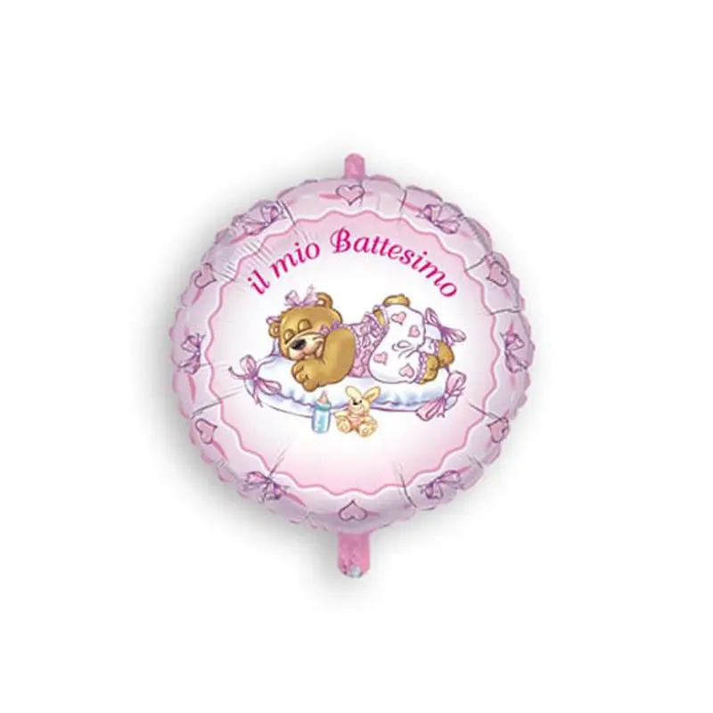 Palloncino Foil il mio battesimo orsetto rosa MEM03 45 cm