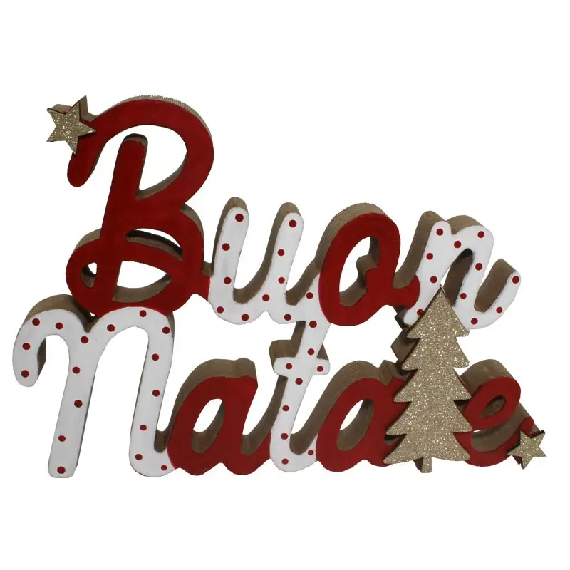 scritta decorativa in legno buon natale 22 x 16 cm 64470