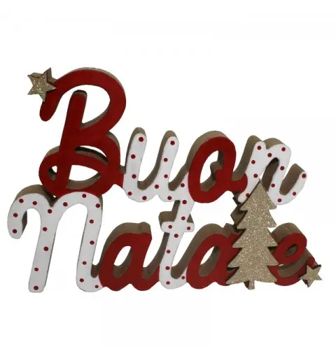 scritta decorativa in legno buon natale 22 x 16 cm 64470