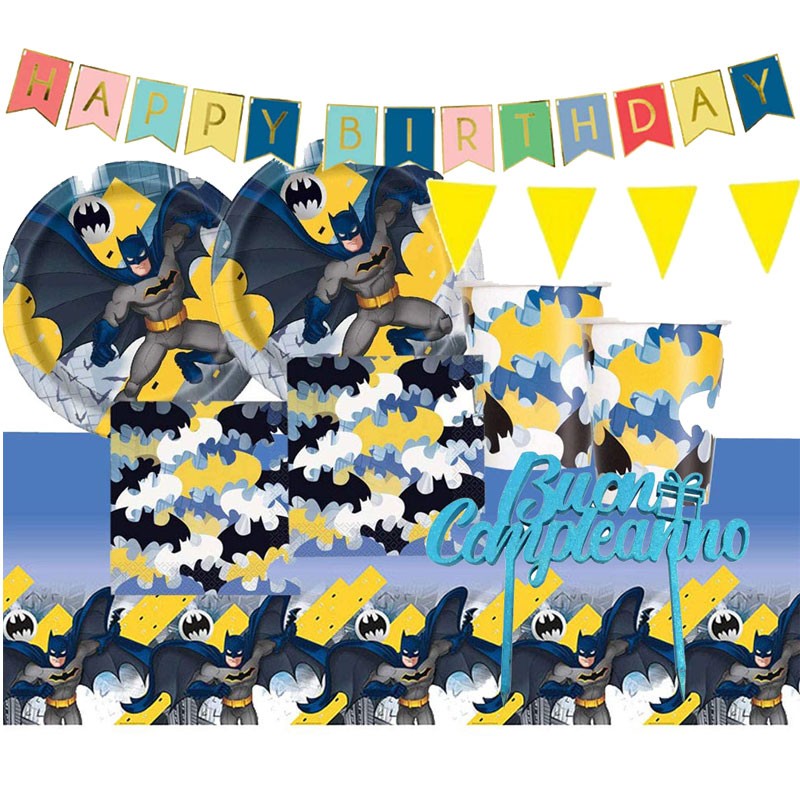 BESTZY Batman Palloncini Compleanno 32pcs Batman Compleanno Decorazioni Happy Birthday Banner Cake Topper Palloncini per Bambini Feste di Forniture 