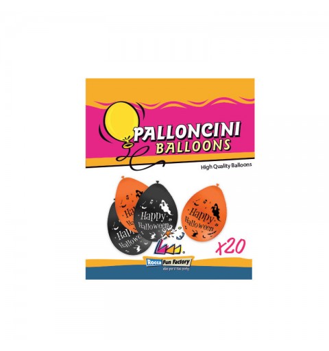 20 palloncini 9/10 arancione  nero  Halloween 81369 25 cm